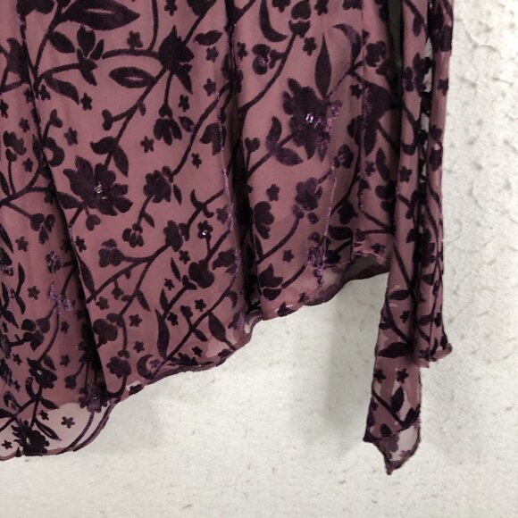 Sandra Darren Top Women 10 Purple Velvet Burnout Assymentric Fairy Boho Feminine - Picture 15 of 16